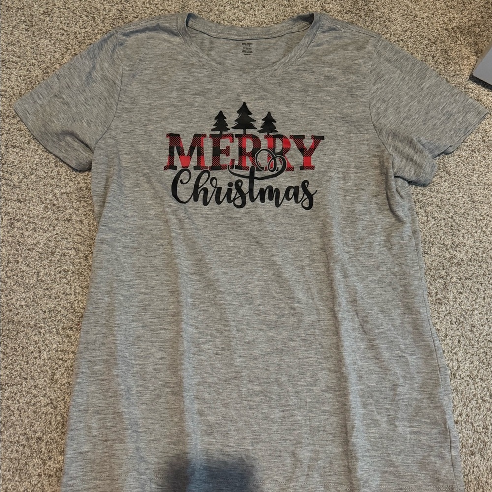 Holiday Time Gray and Red Merry Christmas T-Shirt